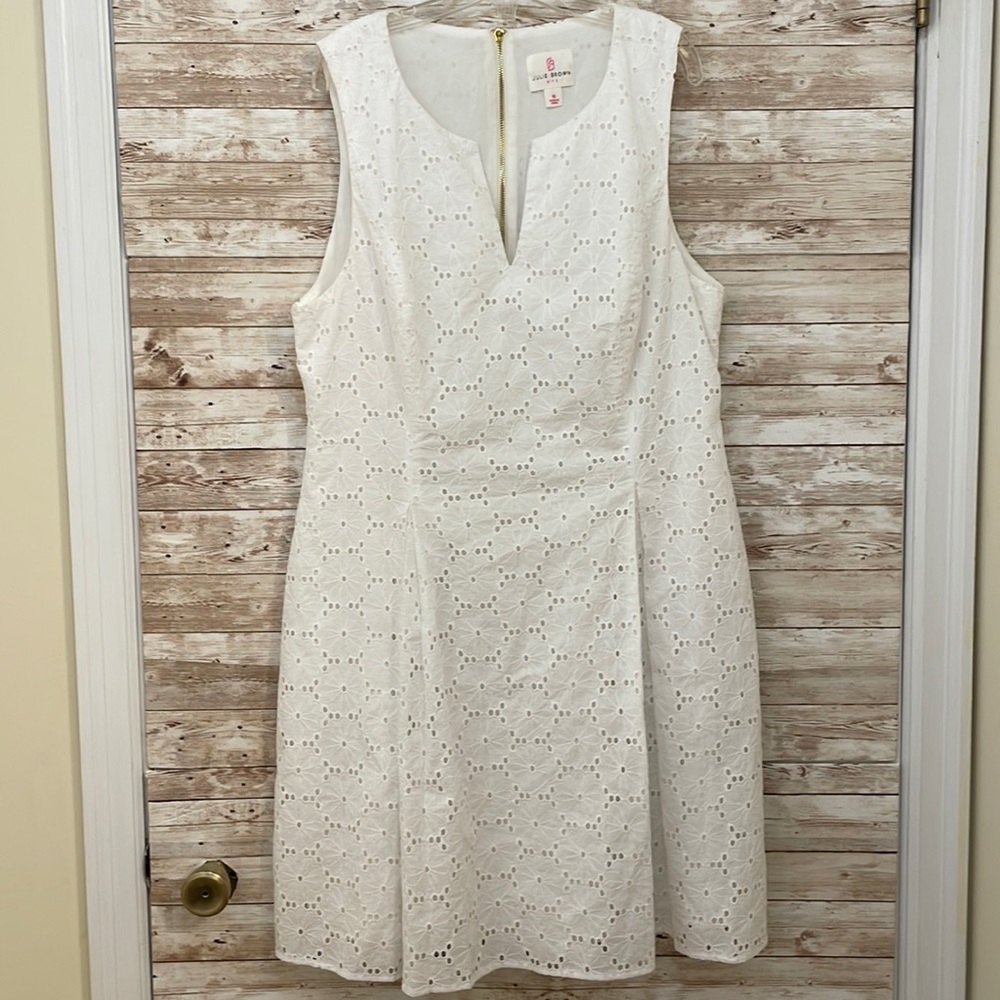 Julie Brown, NYC, white lace cotton summer dress size 10